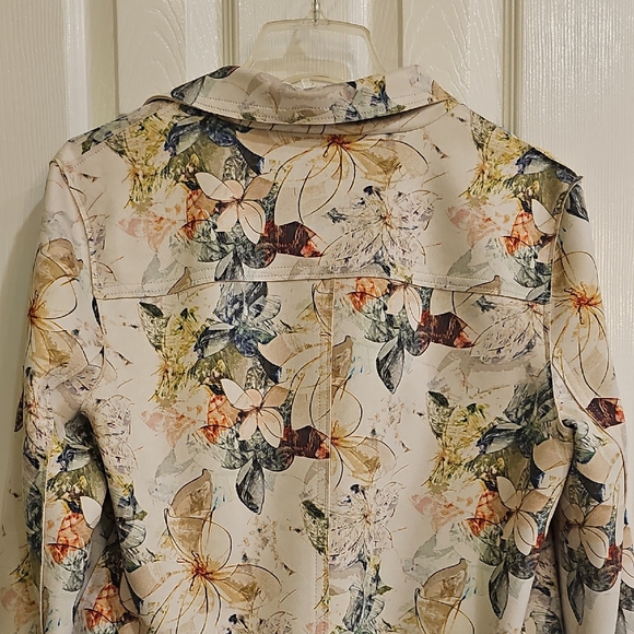 NWT Philosophy Republic Artistic Watercolor Floral Faux Suede Open Jacket Large - Picture 4 of 14